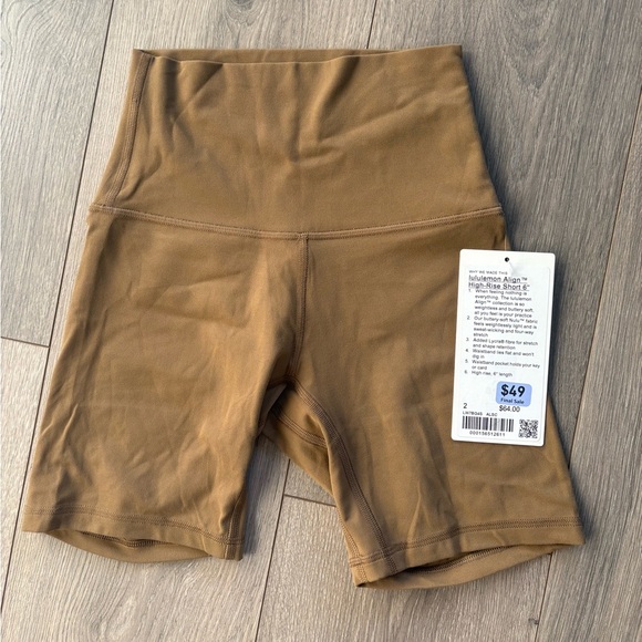 NWT Lululemon Align High-Rise Short 6" All Spice Tan Brown Size 2 - Picture 4 of 6